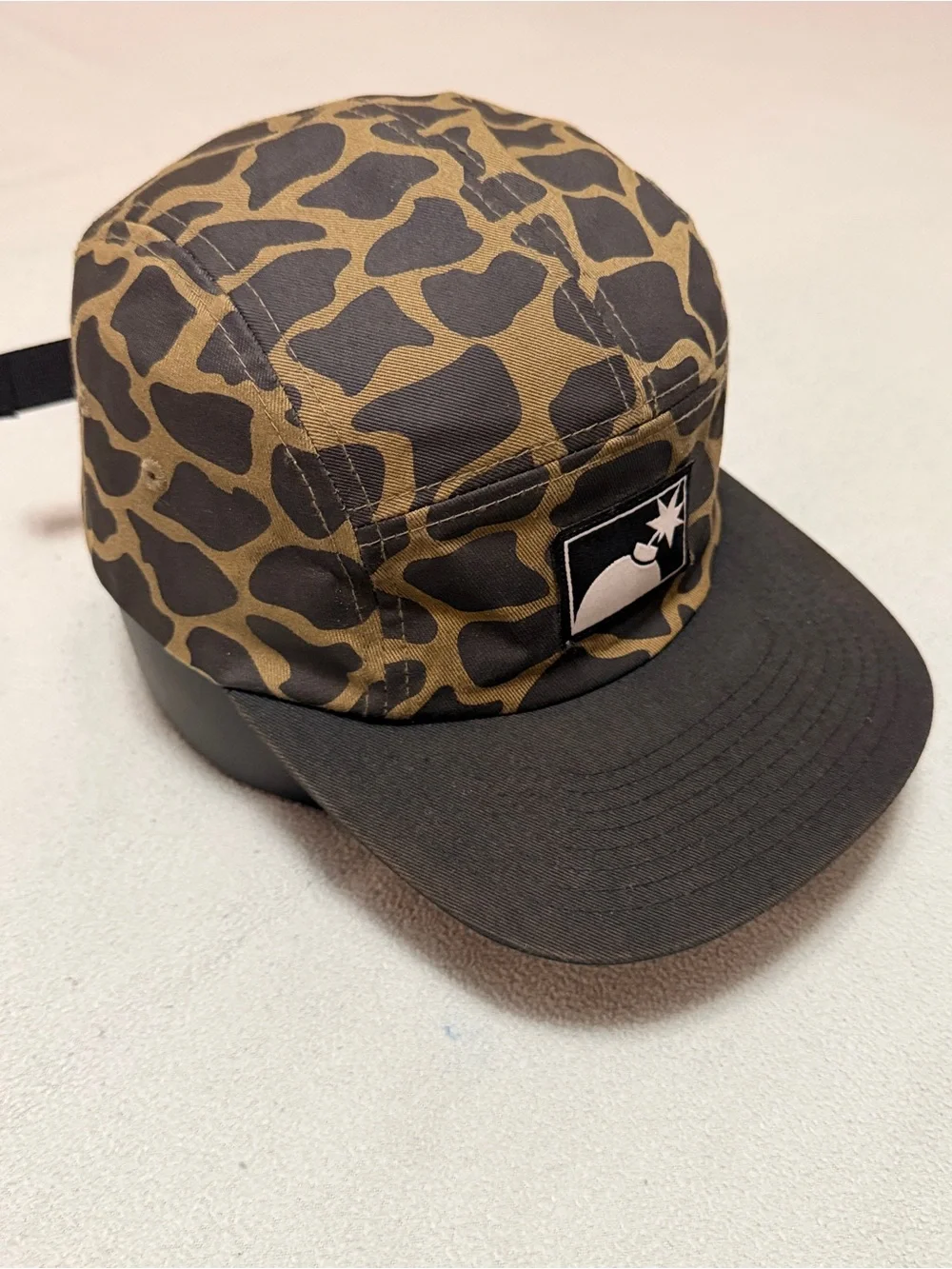 The Hundreds Kids Five-Panel Camo Cap in Olive and Black